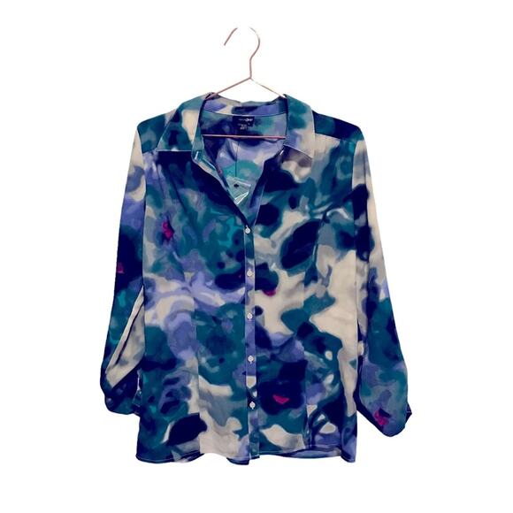 East 5th Avenue button down water color blouse new without tag size large - Picture 1 of 6